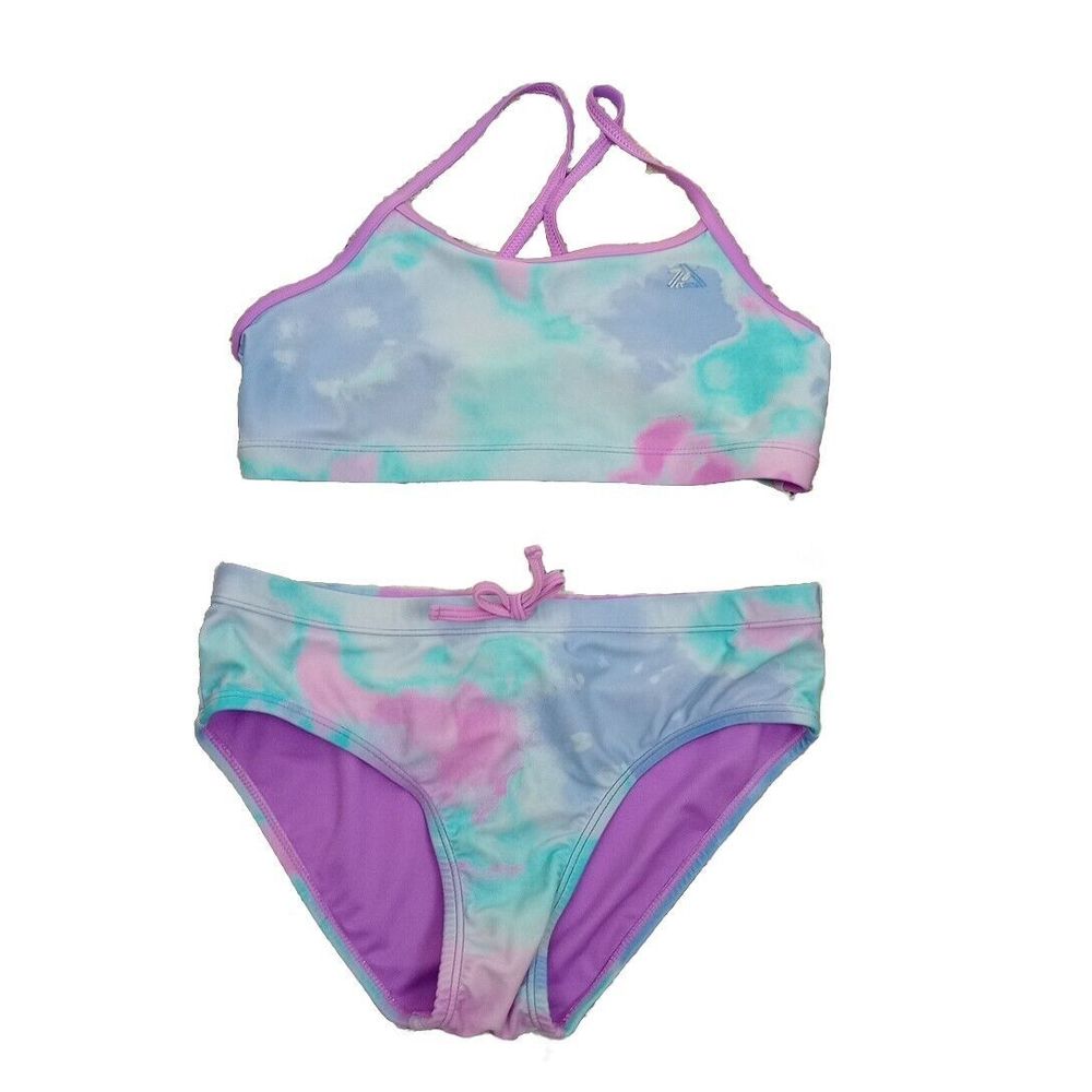 ZeroXPosur Girls 2 Piece Swim Suit Size 14 Watercolor